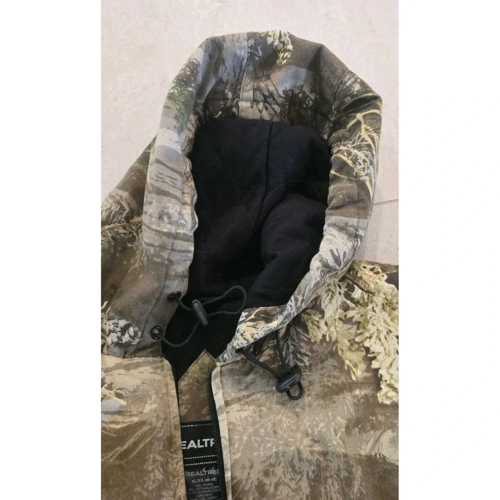 Vintage Realtree Camo Jacket Full Zip Hooded Hunting Coat Workwear Bomber XL